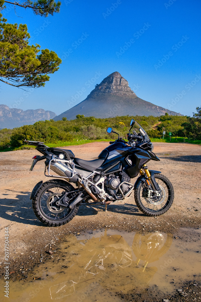 Fototapeta premium Large Black Adventure Tourer Motorcycle