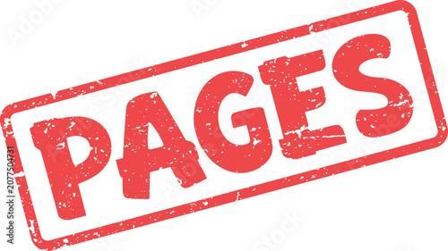 Obraz na plátně A bold red rectangular grunge stamp clearly displays the word PAGES on a clean w