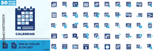Foto Calendar Editable Icons set, Solid Color icons vector collection