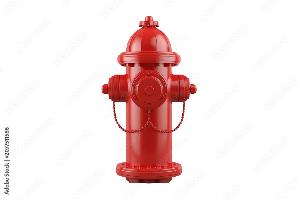 Fototapeta premium Red fire hydrant providing essential emergency water access for firefighting and public safety, 3d rendering with transparent background