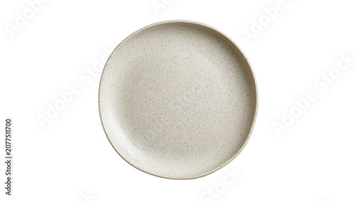 Foto Speckled beige ceramic dinner plate with rim