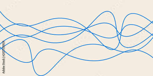 Abstract wavy linear background. Vector illustration of outline random chaotic lines. Creative background with quirky waves