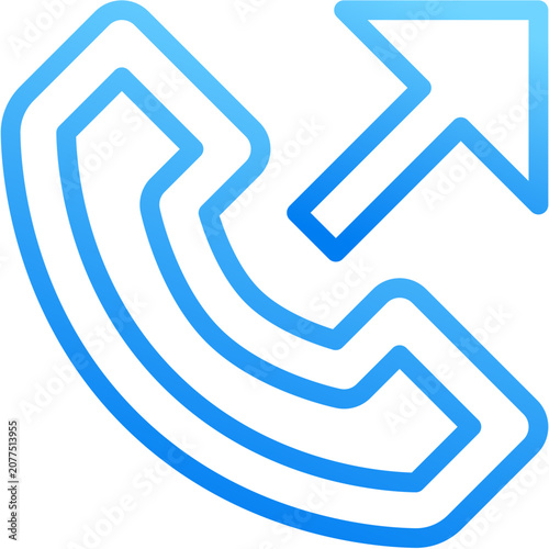 Принти на полотні Phone outgoing call icon with blue gradient stroke outline for phone outgoing ca