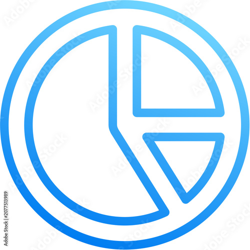 Fotografia Pie chart alt 2 icon with blue gradient stroke outline for pie chart alt 2 analy