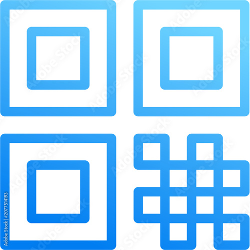 Obraz na plátně Qr code matrix icon with blue gradient stroke outline for qr code matrix barcode