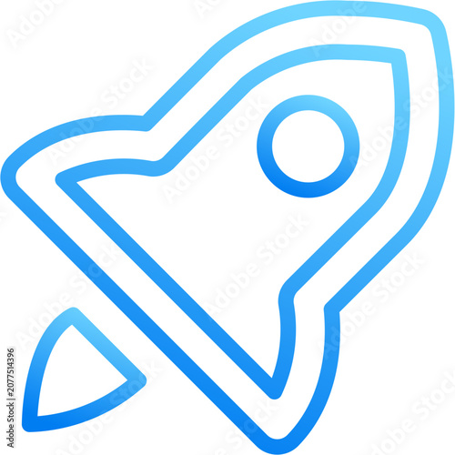 Fotografie Rocket launch space icon with blue gradient stroke outline for rocket launch spa