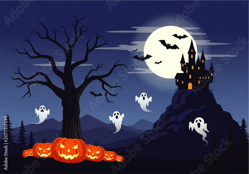 Photos Ghostly Halloween Night Illustration