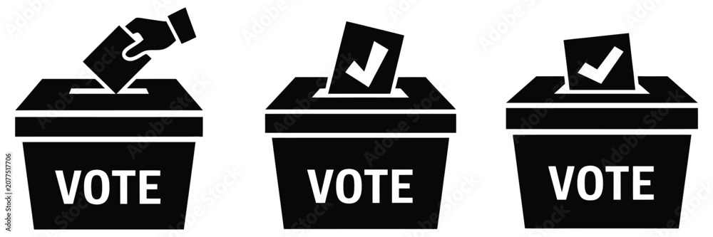 Ταπετσαρία Voting referendum vector icon set with ballot box, check mark and election symbo