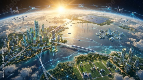 Futuristic Sustainable Smart City Network Connected by Advanced Digital Technology and Global Infrastructure