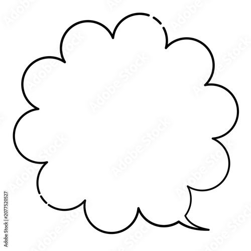 手書き風の線画の丸い雲形の吹き出しイラスト