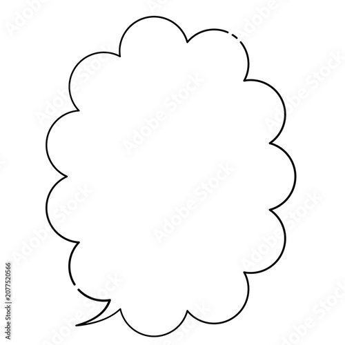 手書き風の線画の雲形の吹き出しイラスト 縦