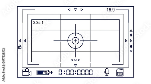 Tableau sur toile Filmmaker's Viewfinder Screen: Aspect Ratios, Camera Settings, Recording Interfa