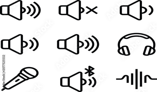 Sound and audio icons set