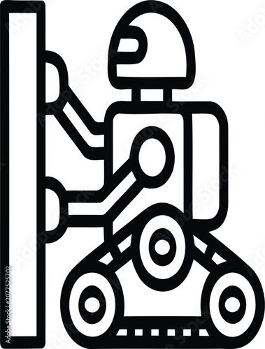 Robot pushing a wall with a single arm
