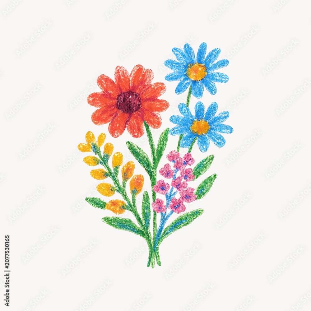 Fototapeta premium Colorful hand-drawn floral illustration