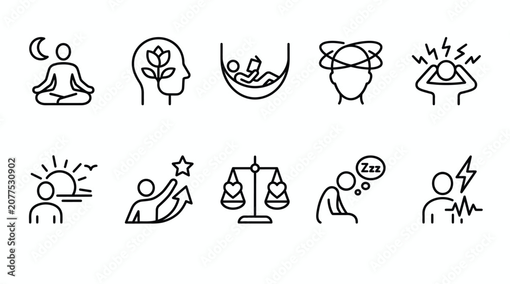 Fototapeta premium Premium Monoline Emoticon Icon Set Modern Outline Emoji Expression Vector Collection