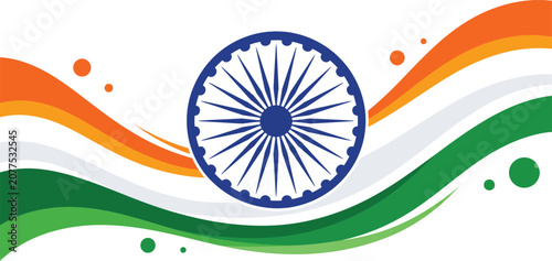 Vector indian flag design with ashoka chakra symbol