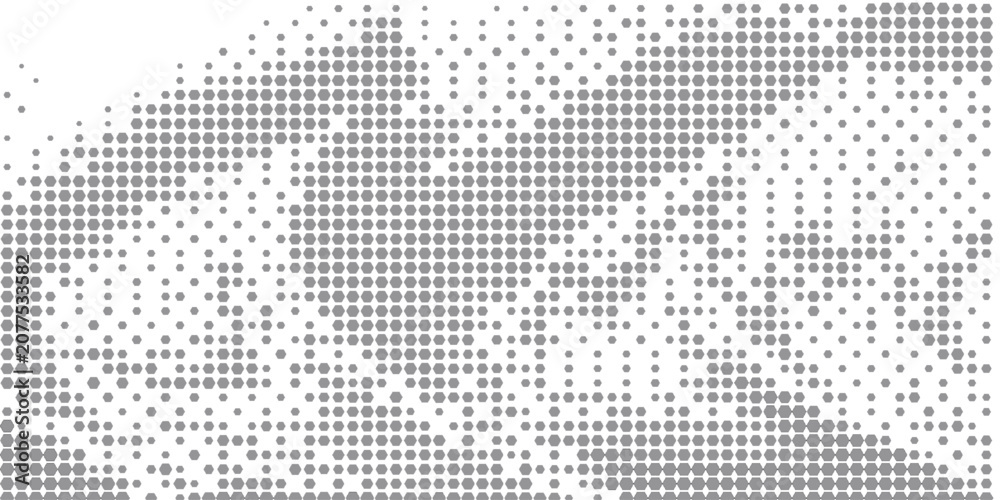 Fototapeta premium Hexagon Shapes Vector Abstract Geometric Technology Retrowave Sci-Fi Texture Isolated on Light Background. Halftone Hex Retro Simple Pattern