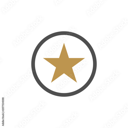 Five point star in round circle badge vector icon minimalist favorite premium rating logo