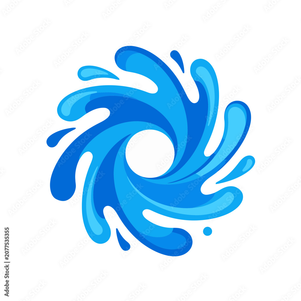 Fototapeta premium Blue water splash swirl vector illustration