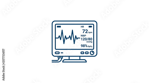 Medical Monitor with Heartbeat Rhythm.