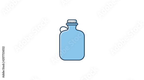 Blue plastic water bottle container.