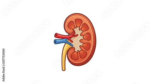 Human Kidney Organ Anatomy Illustration.
