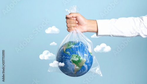 International Plastic Free Day Hand Globe Poster
