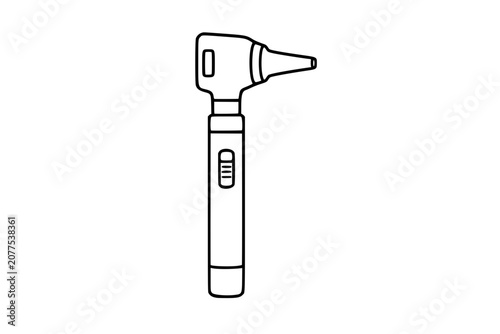 Foto Portable otoscope vector icon in simple black line style, hand-drawn outline ill
