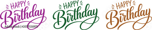 Colorful happy birthday wishes in calligraphic style