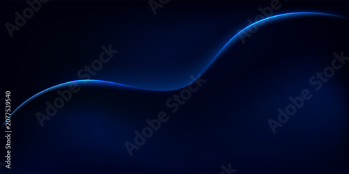 Shining blue line waves on the dark background