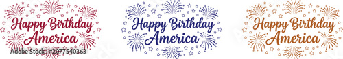 Patriotic happy birthday america fireworks logos