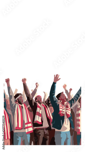 Diverse Group of People Celebrating and Cheering Outdoors