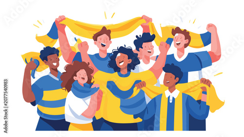 Joyful Group of Diverse Young People Celebrating Together