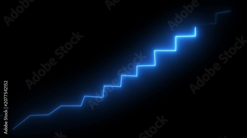 Blue neon line loop animation for business success and futuristic progress. Productivity, goal setting, and efficient project management black background.