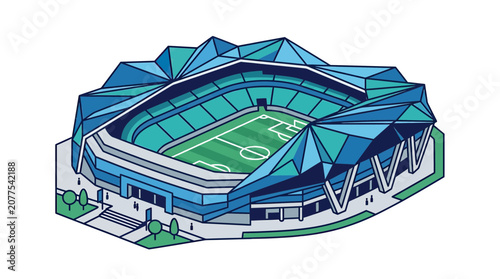 Modern Football Stadium Design Illustration, Sports Arena