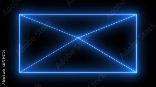 Blue neon message box animation icon glowing neon message box signs symbol animation 4k video