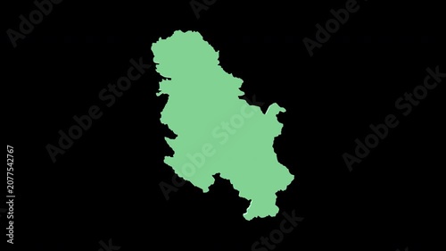 Serbia green 3D map spin perfect 10 second loop black background