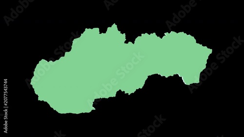 Slovakia green 3D map spin perfect 10 second loop black background