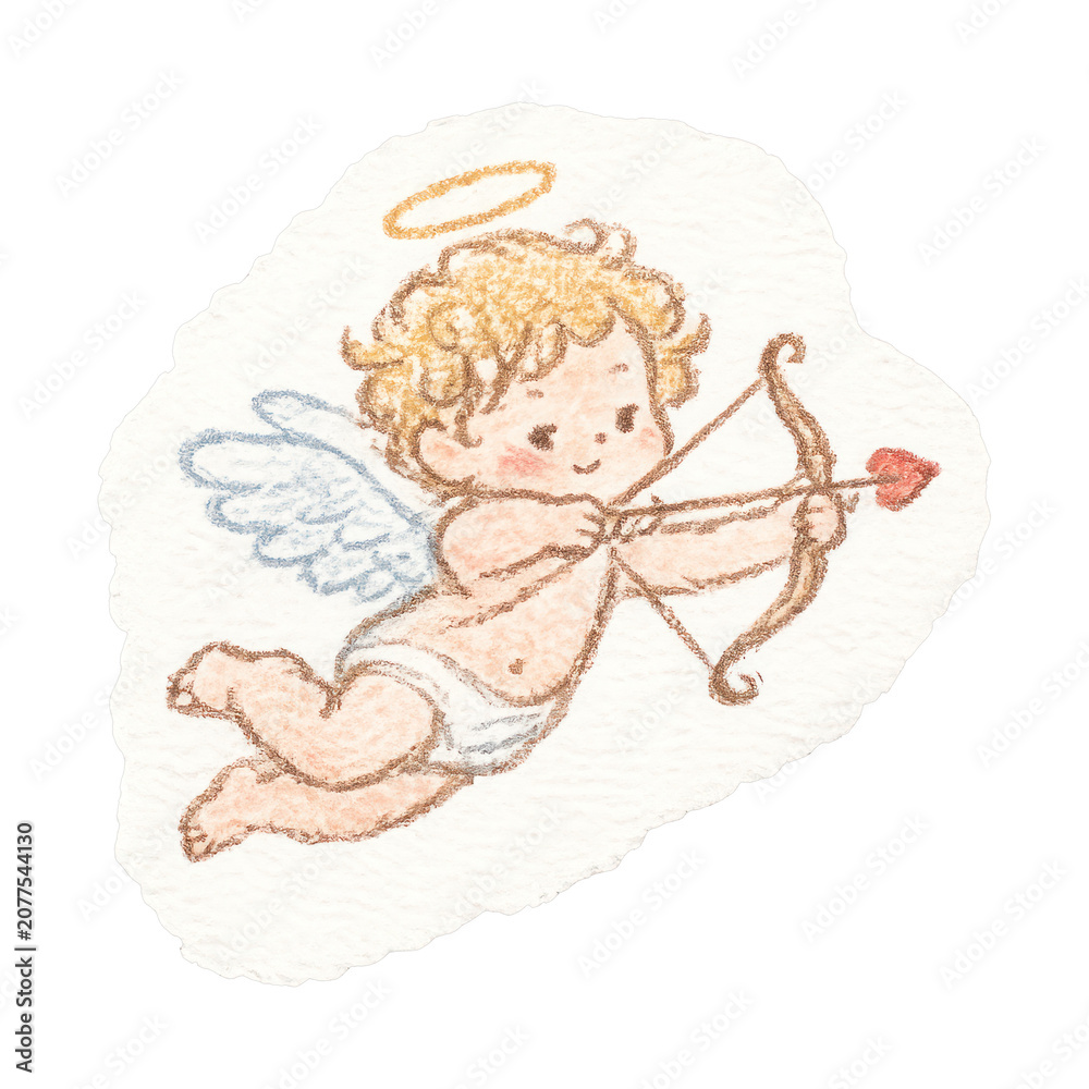 Obraz premium PNG Cute cherub with bow.