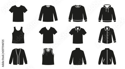 Schilderij op canvas Clothing silhouettes on a white background a collection of garment shapes