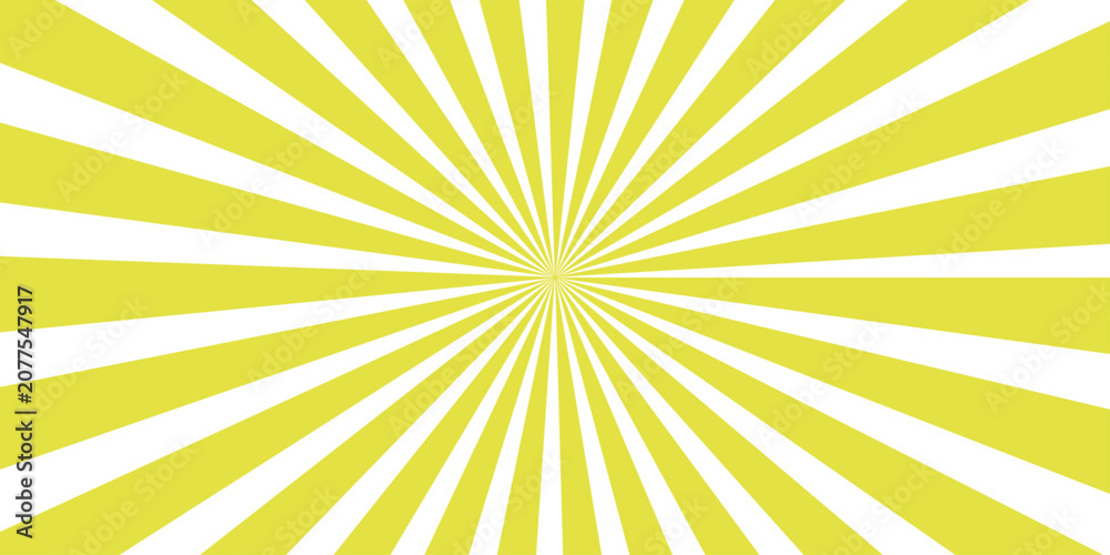 Fototapeta premium A bright yellow and white radial burst creates a vibrant, energetic background, evoking a sense of sunbeams or a retro explosion.