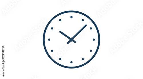 Obraz na plátne Simple Clock Icon on White Background, Time Management Concept