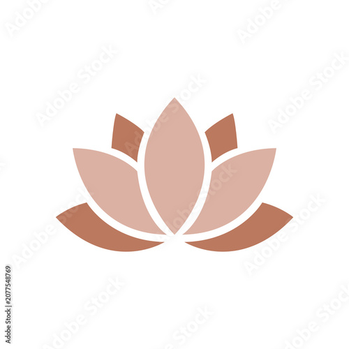 Lotus flower vector icon, symmetrical floral symmetry bloom design, beauty spa wellness and yoga logo illustration