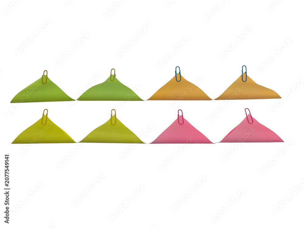 Fototapeta premium Five stylized triangular shapes in gradient pastel colors