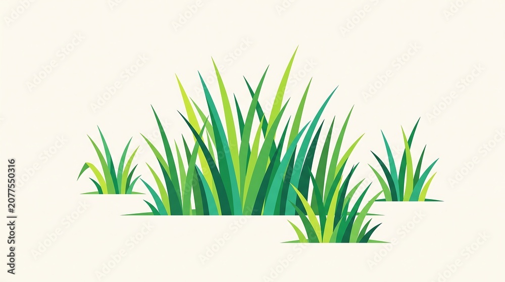 Naklejka premium Green Grass Tufts Vector Illustration
