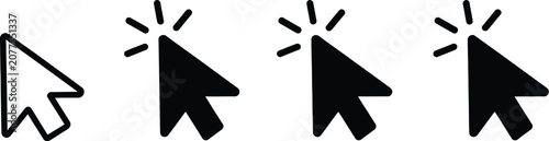 Photos Minimalist Mouse Cursor Arrow Icon Set Featuring Pointer and Click States for UI