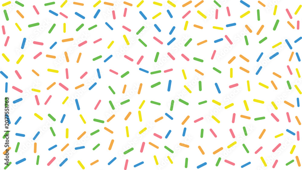 Fototapeta premium Colorful sprinkle pattern vibrant confetti scatter on white background for festive designs and celebratory graphics