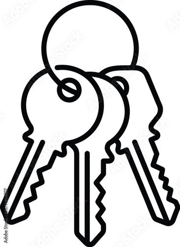 Bunch of metal house keys on a ring for security and home ownership in a clean minimalist vector style