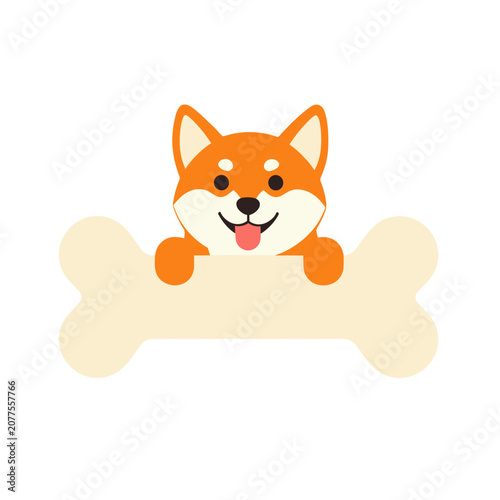 Shiba Inu Dog Holding Bone Icon Vector Illustration, Isolated Transparent Background for Pet Branding and Animal Design